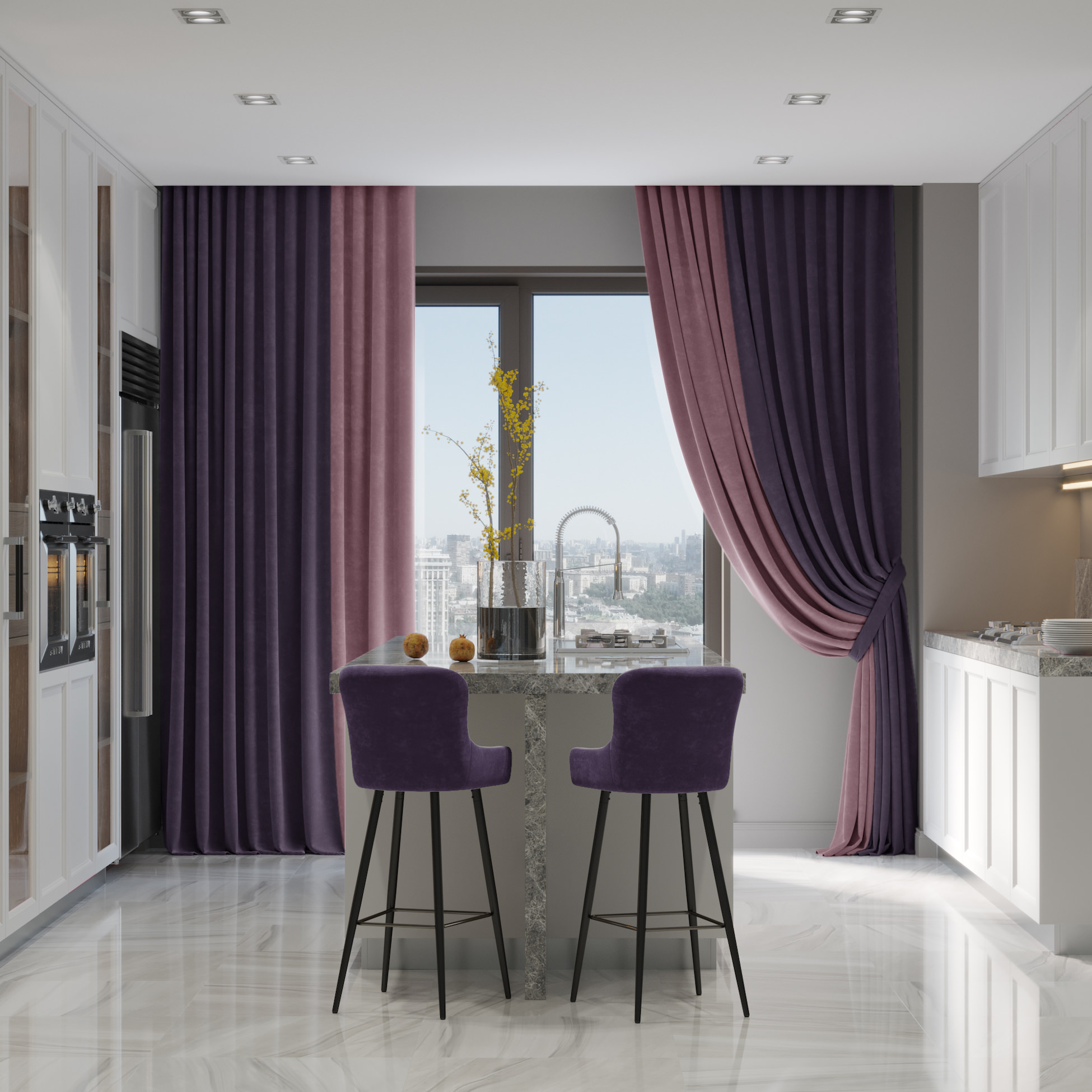 Фиолетовые шторы: фото стильных, ярких и красивых вариантов применения штор